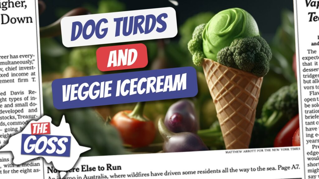 dog turd, how to clean up after your pet, pet responsibilities, durian ice cream, weird flavor ice cream, pete smissen, ian smissen, aussie english, ae 1221, australian english, learn aussie english, learn english australia, learn australian english, the goss, aussie english academy